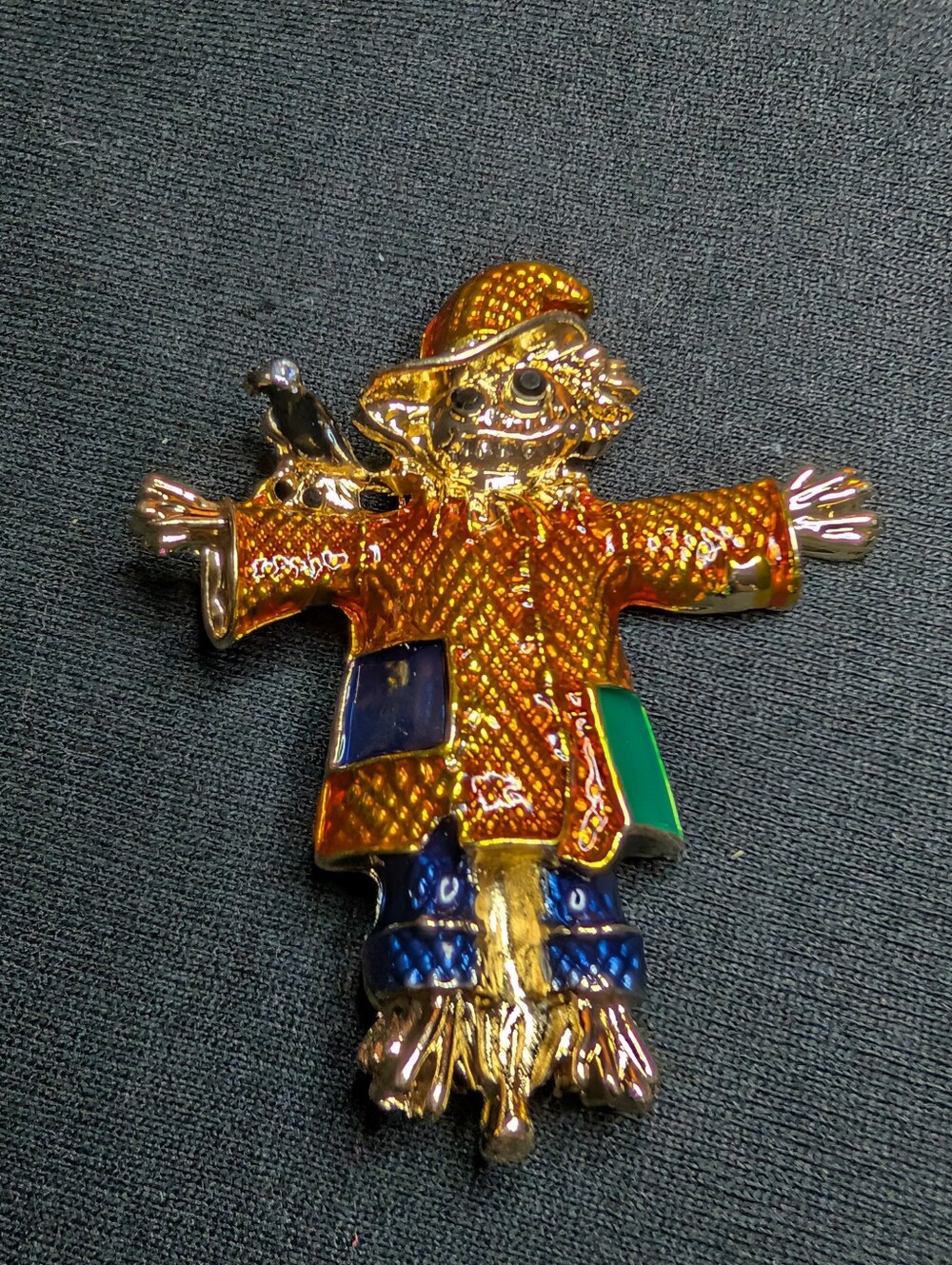 Gold and Orange Scarecrow Brooch Pin